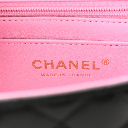 Chanel Lambskin Quilted Bi-Color Mini Top Handle Rectangular Flap Black Lilac 6 of 12