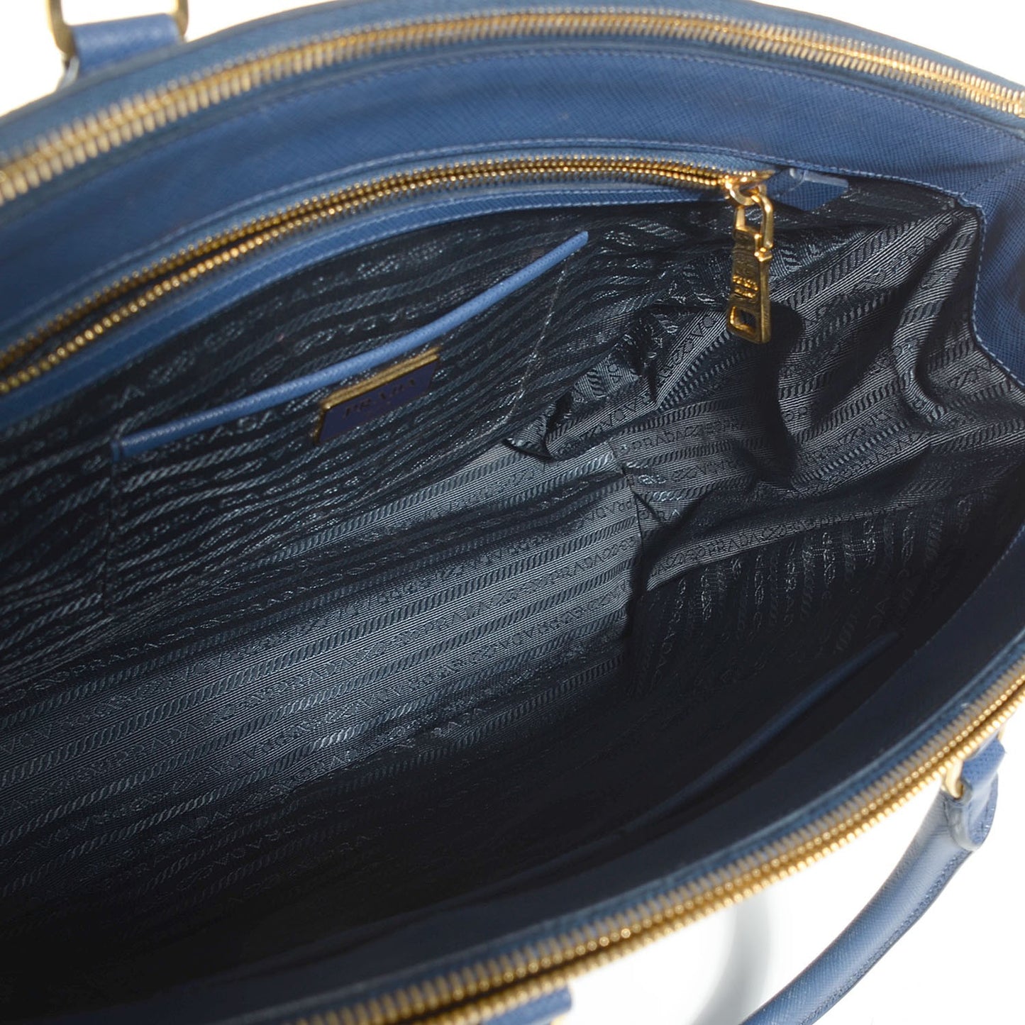 Saffiano Lux Medium Double Zip Tote Bluette