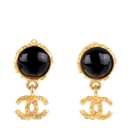 Chanel CC Clip On Drop Earrings Gold Black 1 of 4