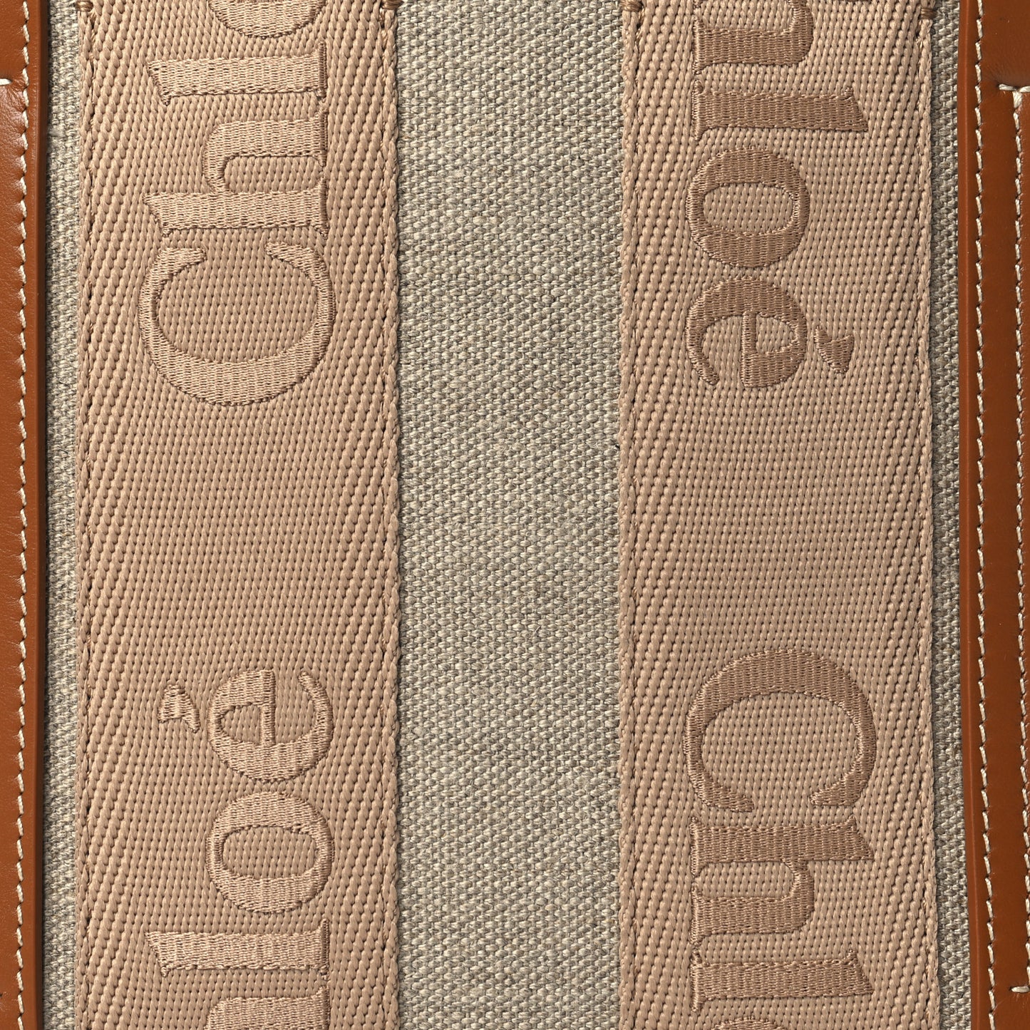 Linen Calfskin Small Woody Ribbon Tote With Strap Soft Tan