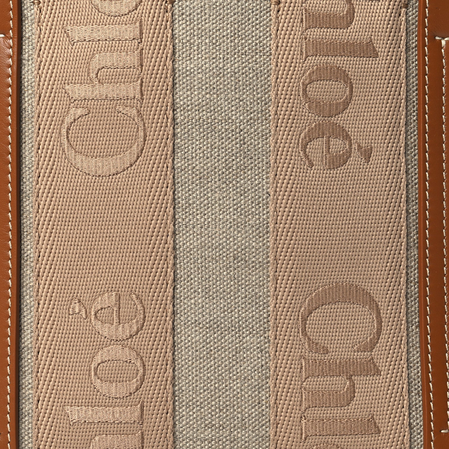 Chloe Linen Calfskin Small Woody Ribbon Tote With Strap Soft Tan 7 of 9