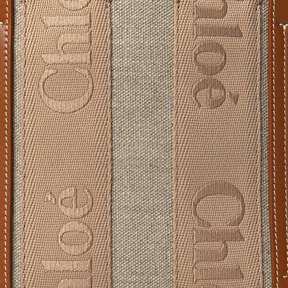 Chloe Linen Calfskin Small Woody Ribbon Tote With Strap Soft Tan 7 of 9