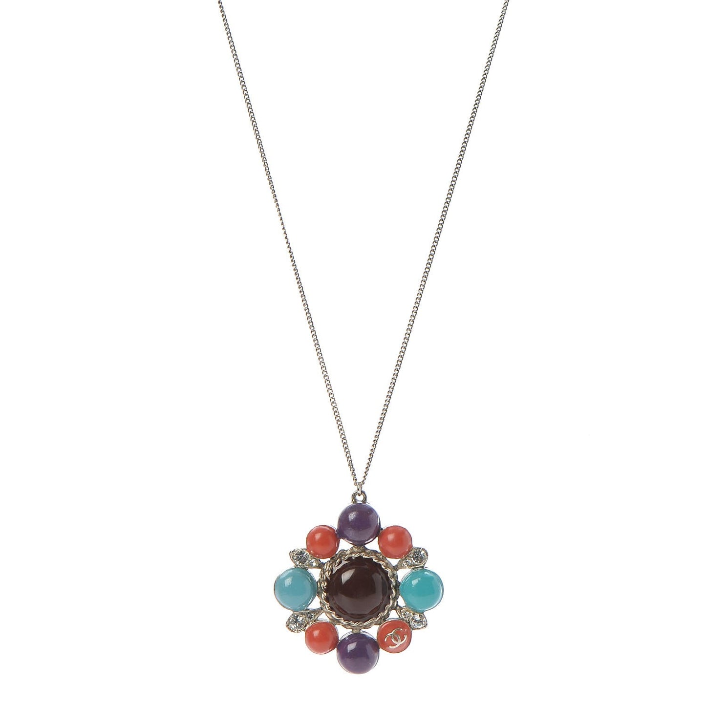 Resin Crystal CC Pendant Necklace