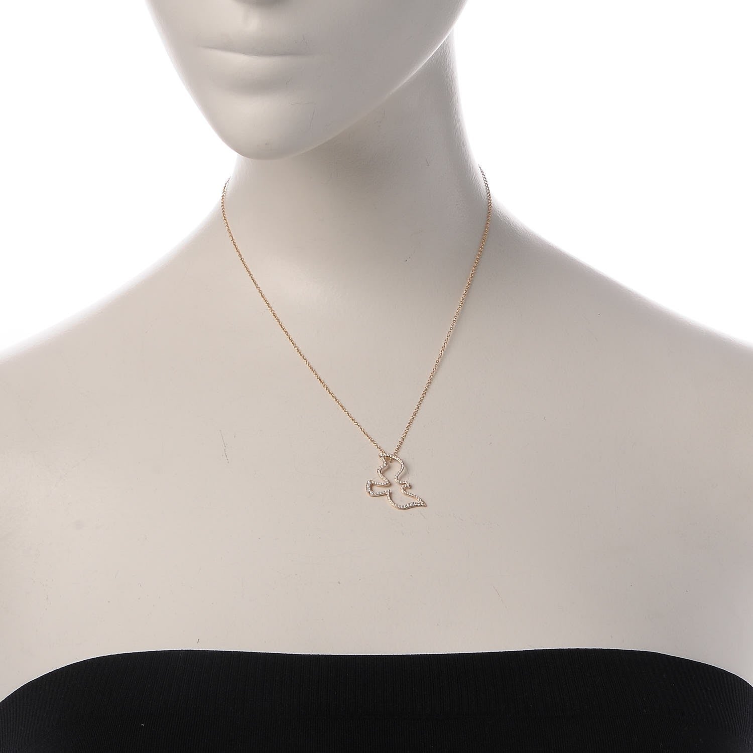 Tiffany 18K Rose Gold Diamond Paloma's Dove Pendant Necklace 2 of 6