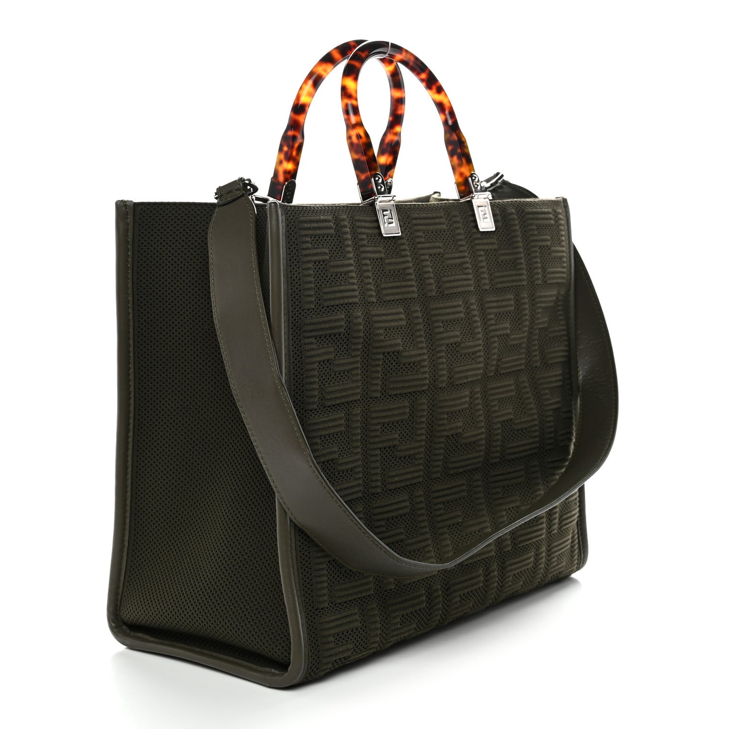 Technical Fabric Plexiglass FF Medium Fendi Sunshine Shopper Tote Wood