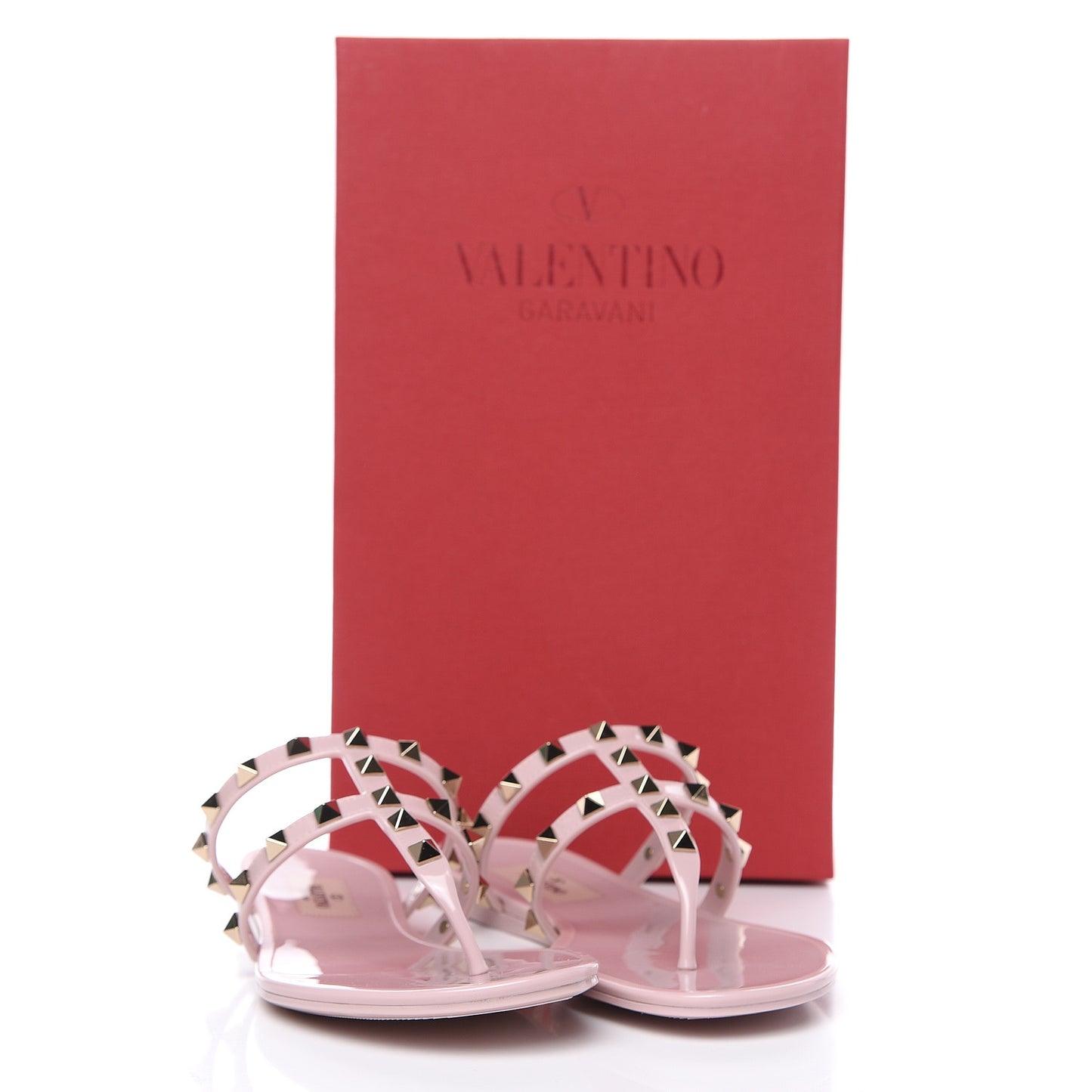 PVC Jelly Rockstud Caged Flat Thong Sandals 36 Water Rose