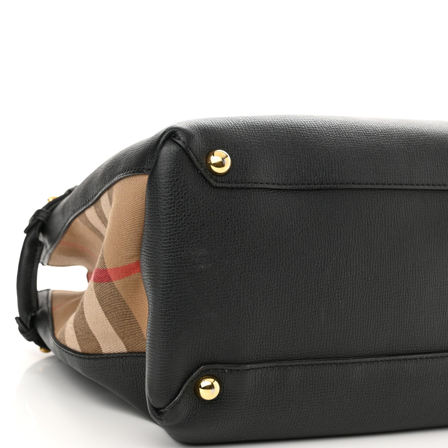 Grainy Calfskin House Check Large Banner Tote Black