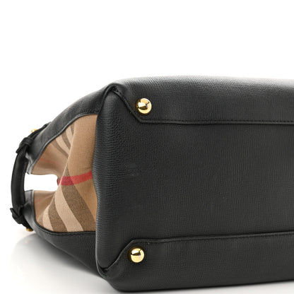 Burberry Grainy Calfskin House Check Large Banner Tote Black 9 of 14