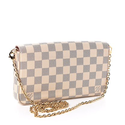 Louis Vuitton Damier Azur Pochette Felicie Chain Wallet Rose Ballerine 3 of 12