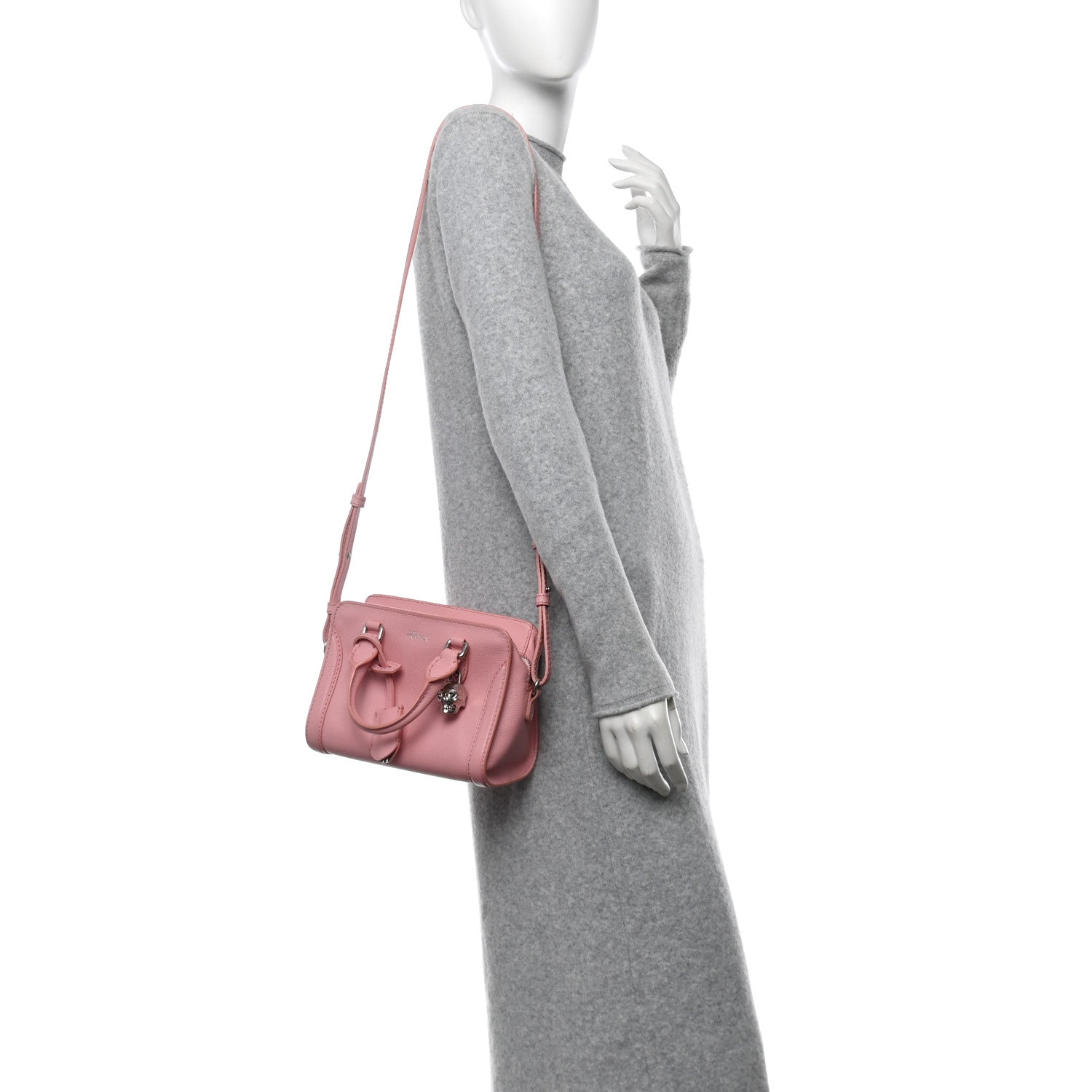 Alexander McQueen Pebbled Calfskin Mini Skull Padlock Zip Around Tote Petal 2 of 11