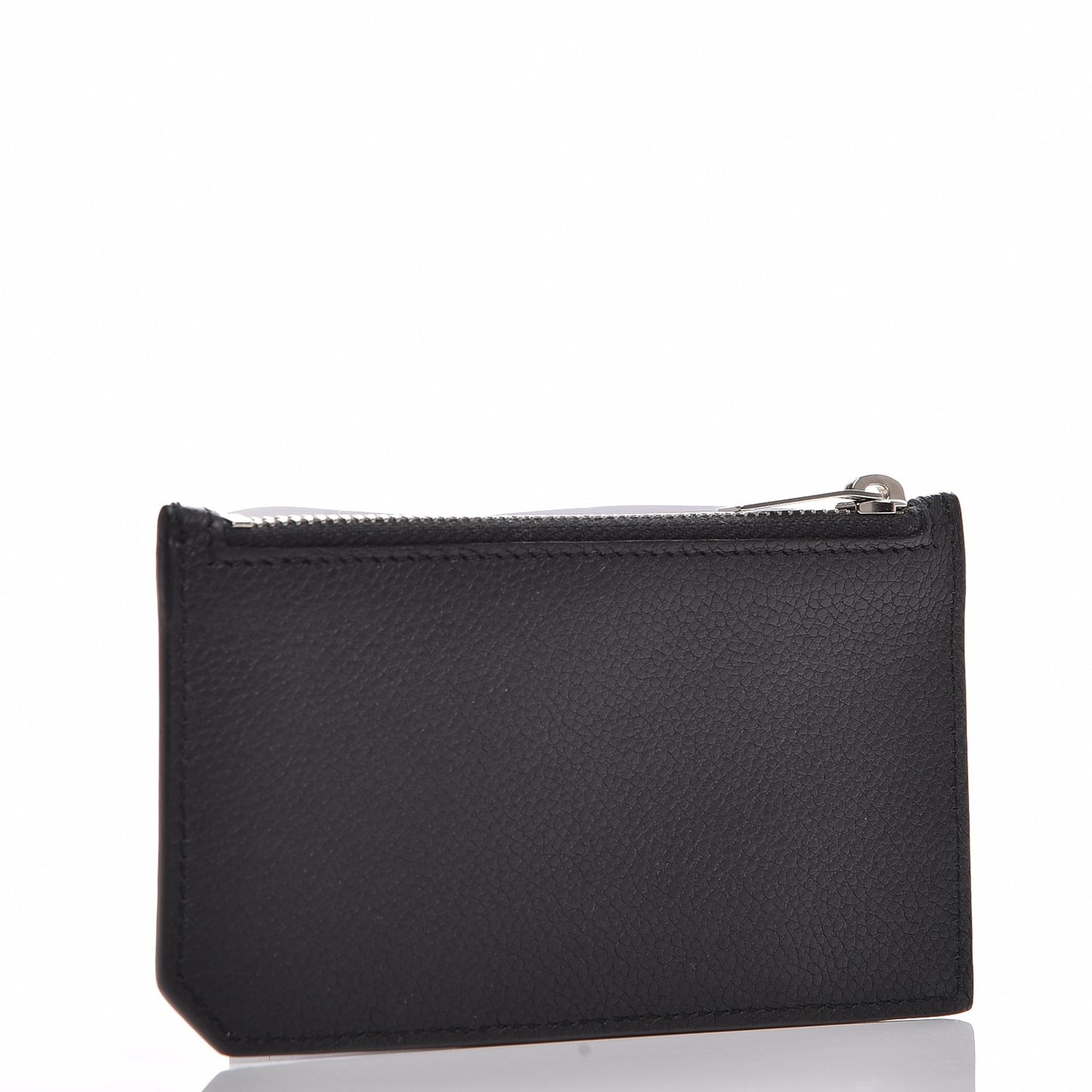 Grained Calfskin 5 Fragments Zip Pouch Card Holder Black