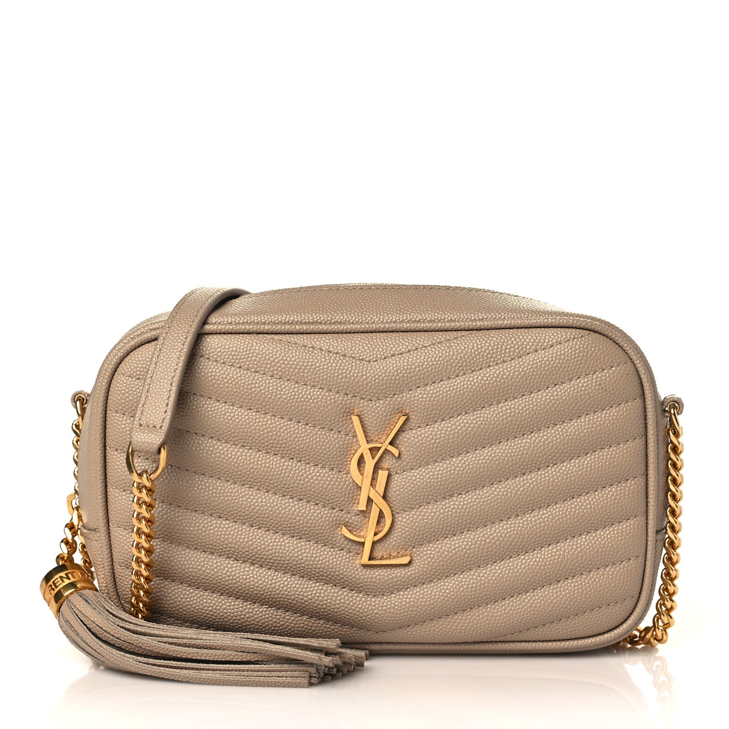 Saint Laurent Grain De Poudre Matelasse Monogram Mini Lou Camera Bag Dark Latte 1 of 9