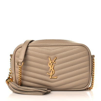 Saint Laurent Grain De Poudre Matelasse Monogram Mini Lou Camera Bag Dark Latte 1 of 9