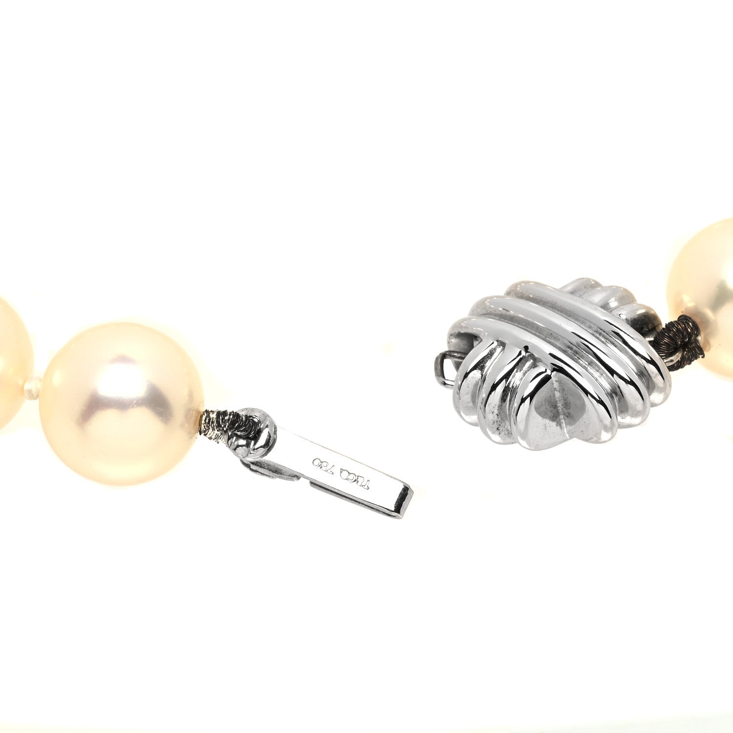 Tiffany 18K White Gold Pearl 9-9.5mm Signature Pearls Bracelet 3 of 6
