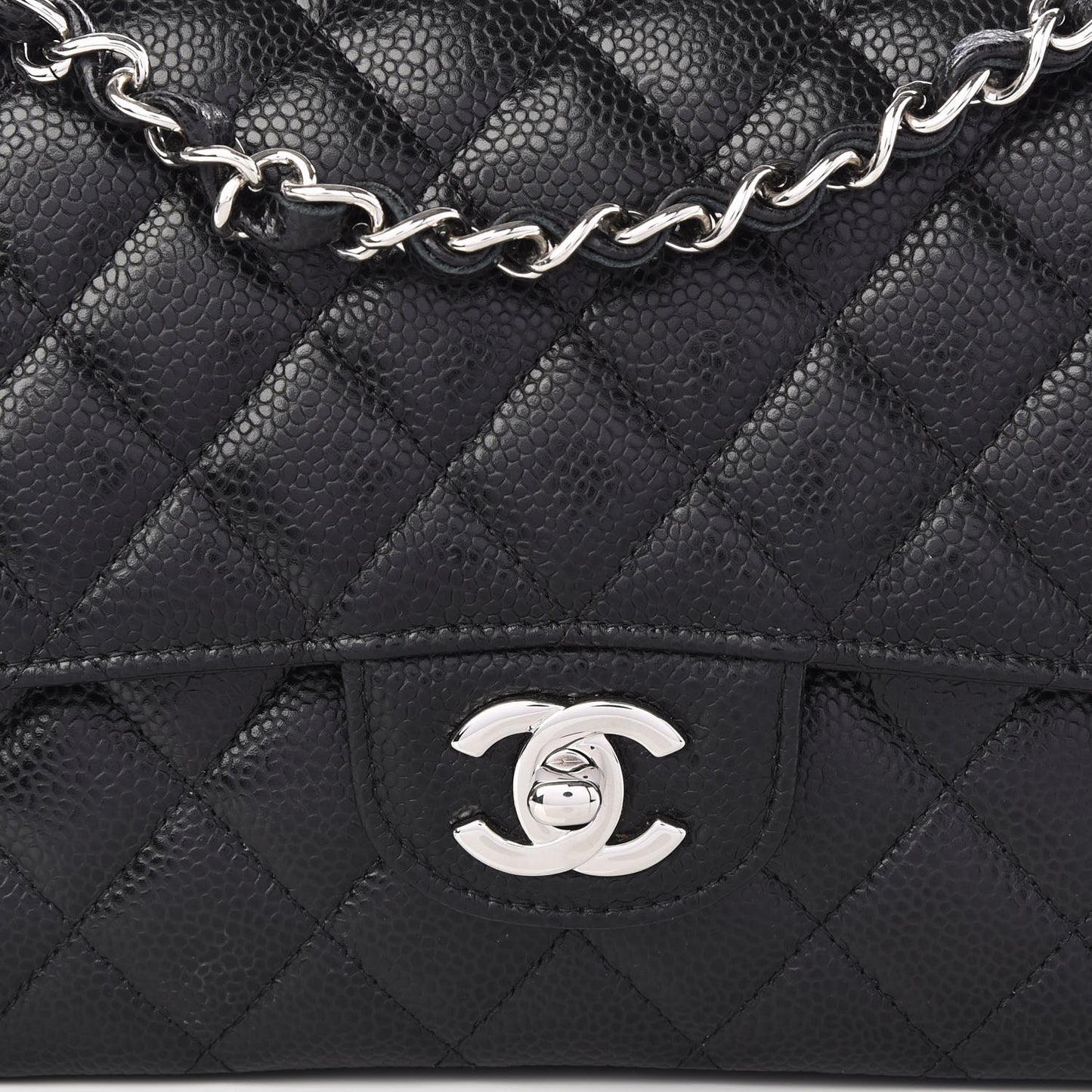 Caviar Quilted Medium Double Flap Black
