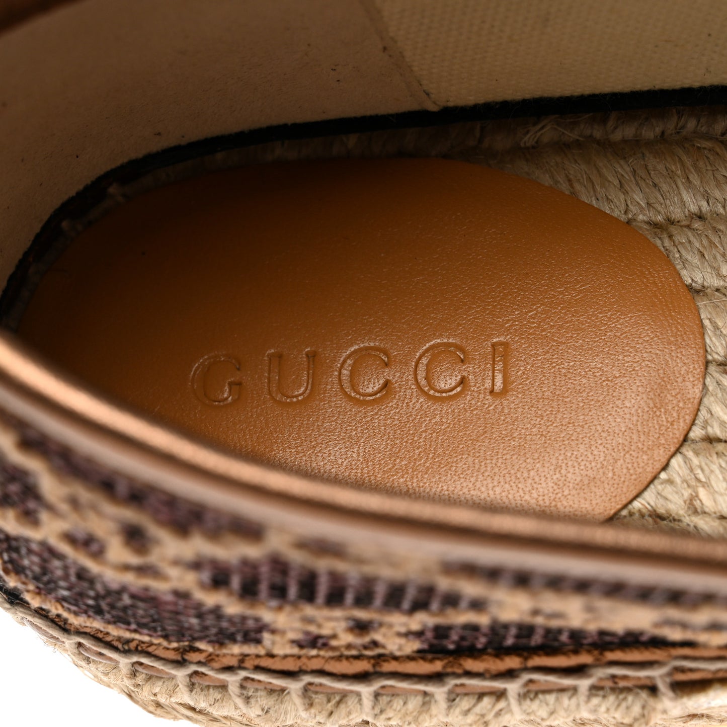 Lame Nappa GG Monogram Espadrilles 38 Brown Beige Light Bronze