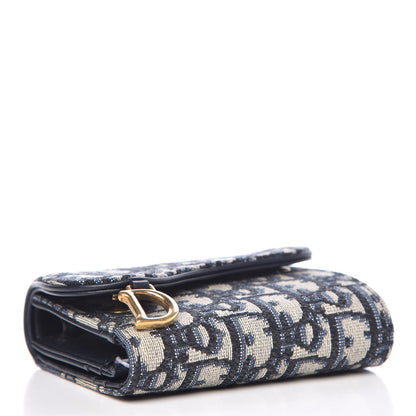 Christian Dior Oblique Saddle Card Holder Blue 4 of 11