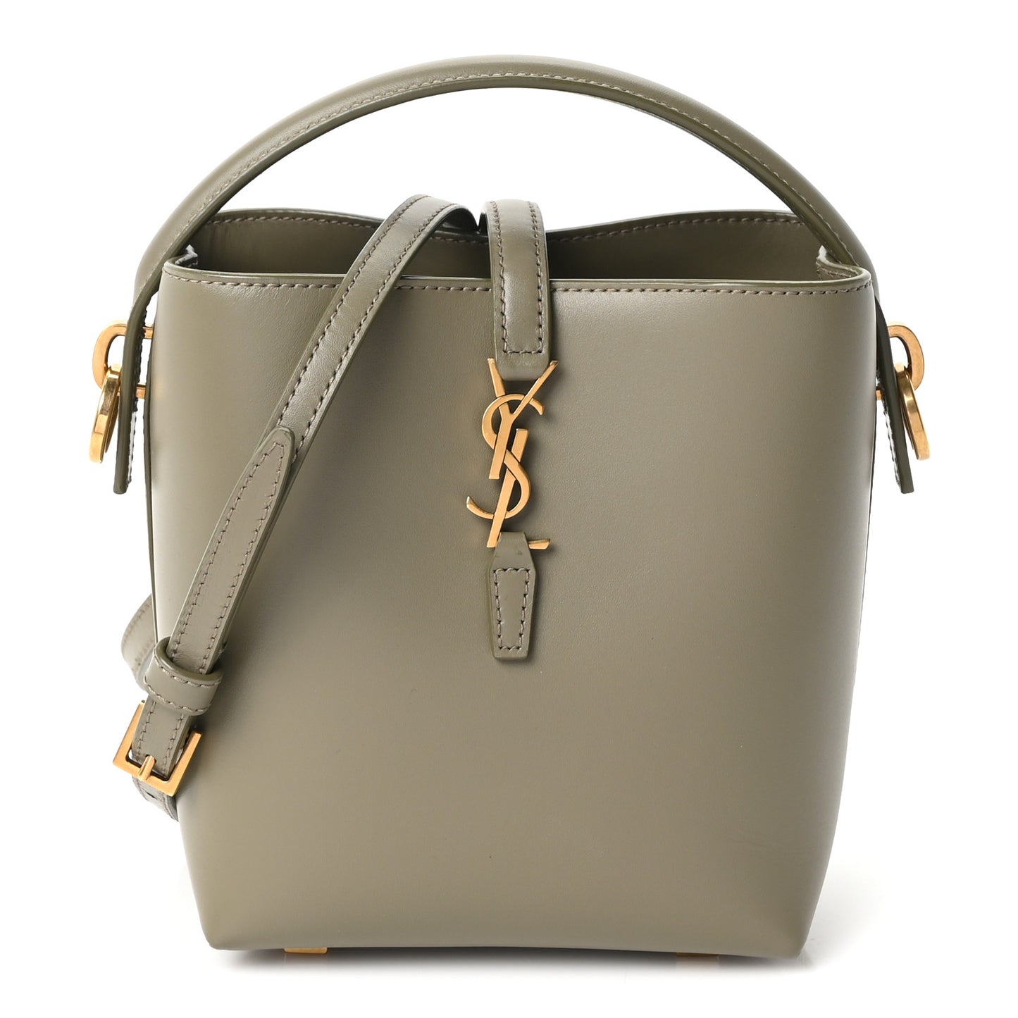 Shiny Calfskin Le 37 Mini Bucket Bag Strong Moss