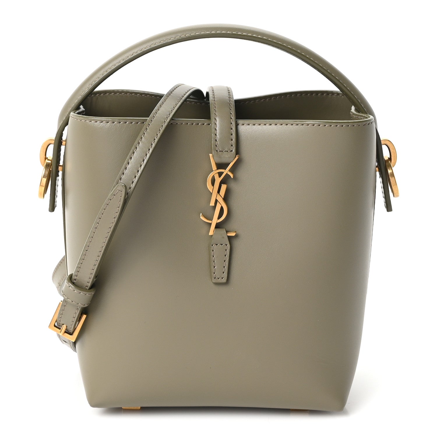 Saint Laurent Shiny Calfskin Le 37 Mini Bucket Bag Strong Moss 1 of 11