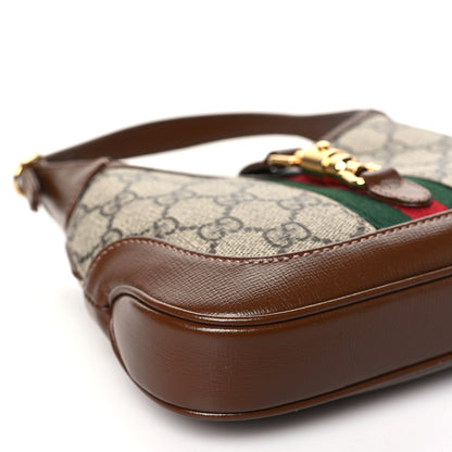 Gucci GG Supreme Monogram Azalea Calfskin Web Mini Jackie 1961 Hobo Beige Ebony Brown Sugar 9 of 10