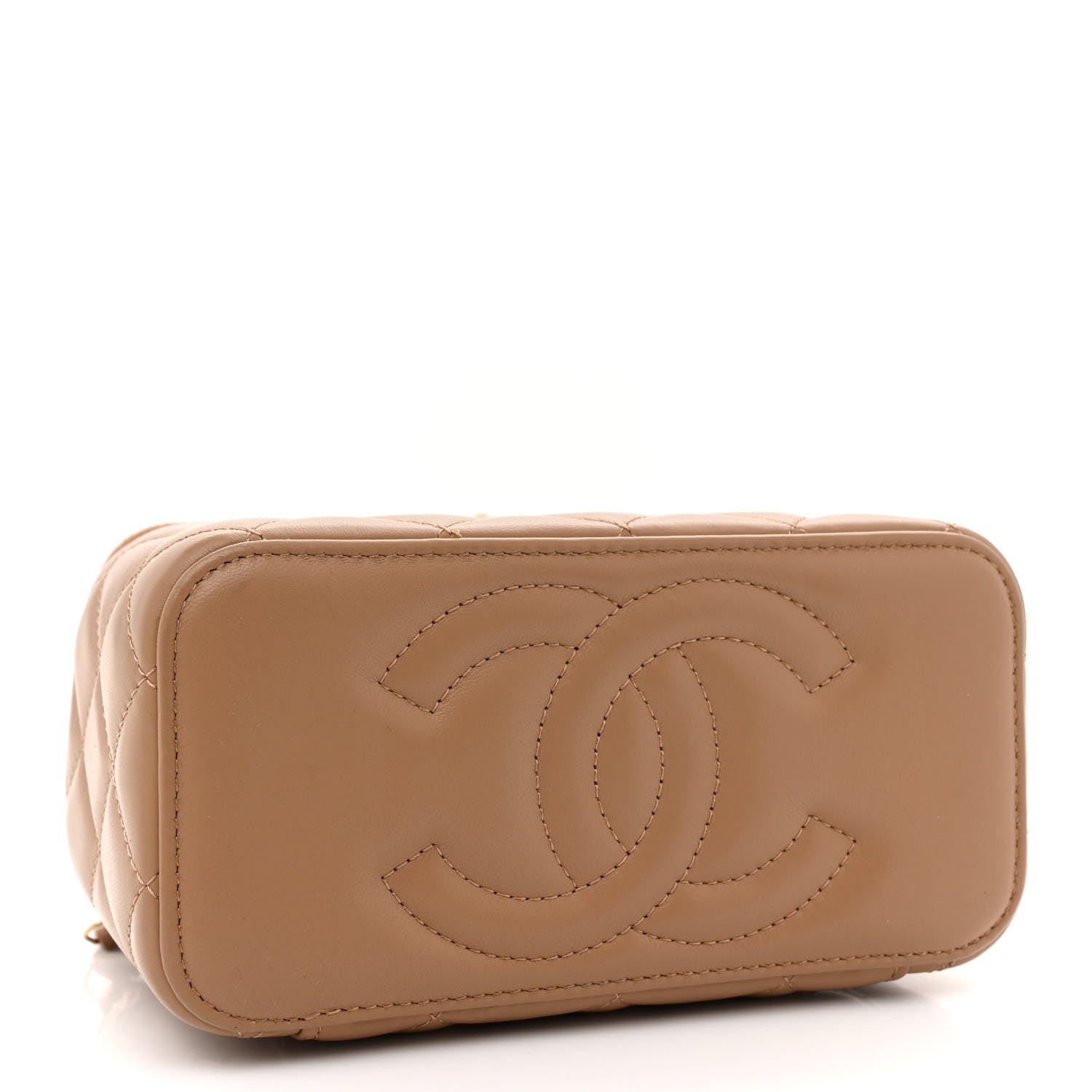 Chanel Lambskin Quilted Pearl Crush Small Vanity Case With Chain Beige 4 of 11