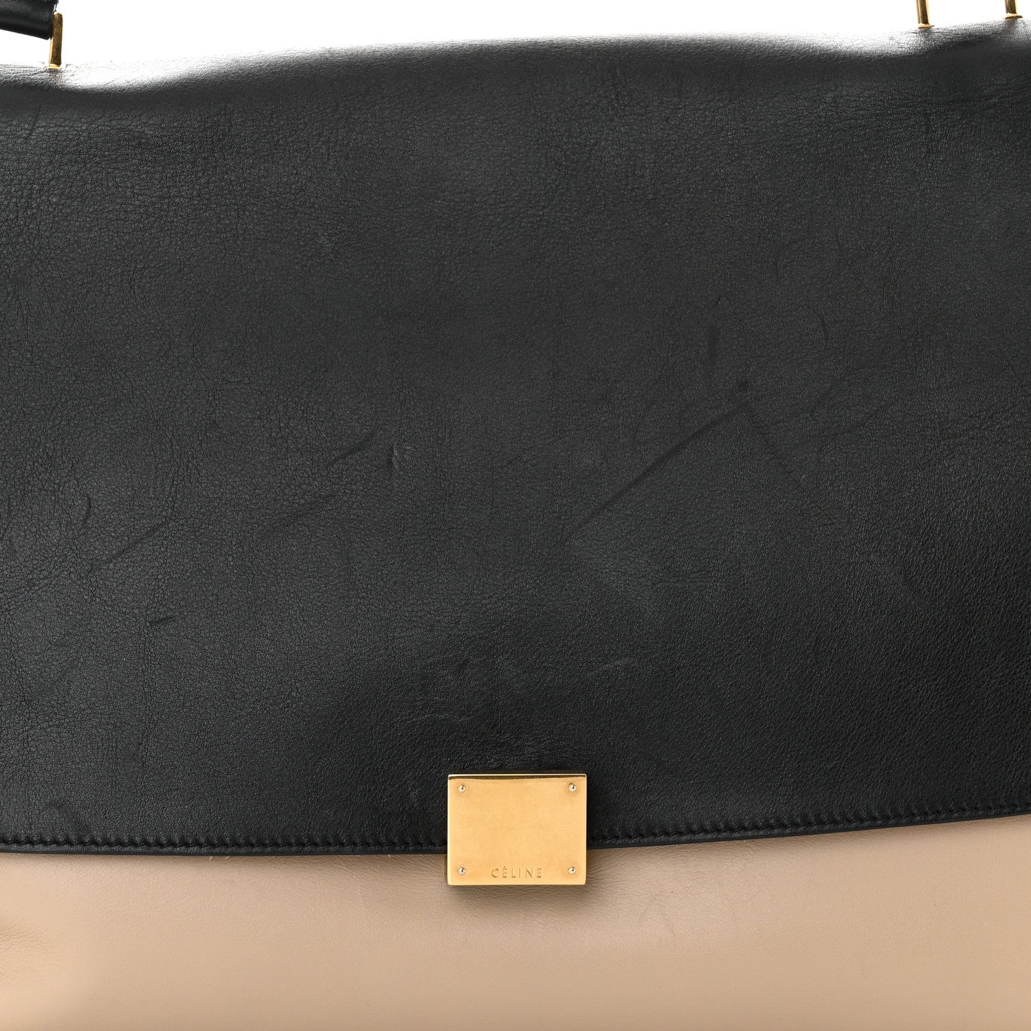 Celine Smooth Calfskin Suede Large Bi-Color Trapeze Black Dune 7 of 16