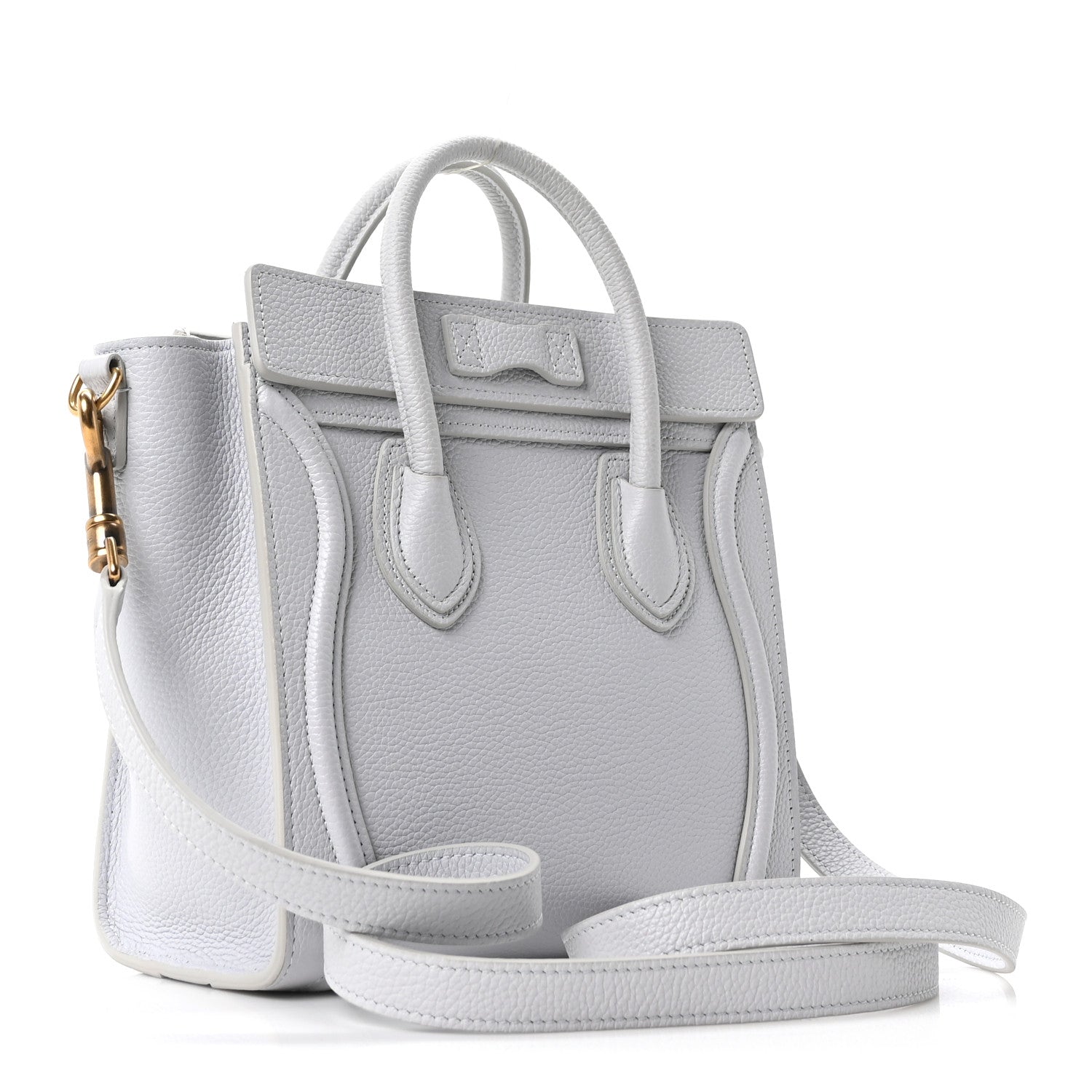 Celine Drummed Calfskin Nano Luggage Pearl Blue 1862110 – FASHIONPHILE