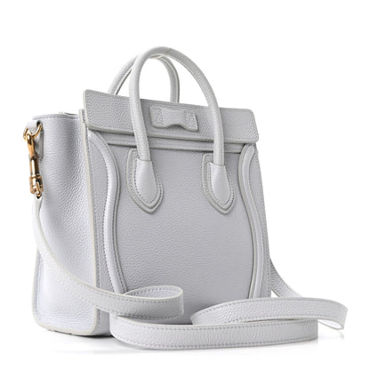 Celine Drummed Calfskin Nano Luggage Pearl Blue 3 of 10