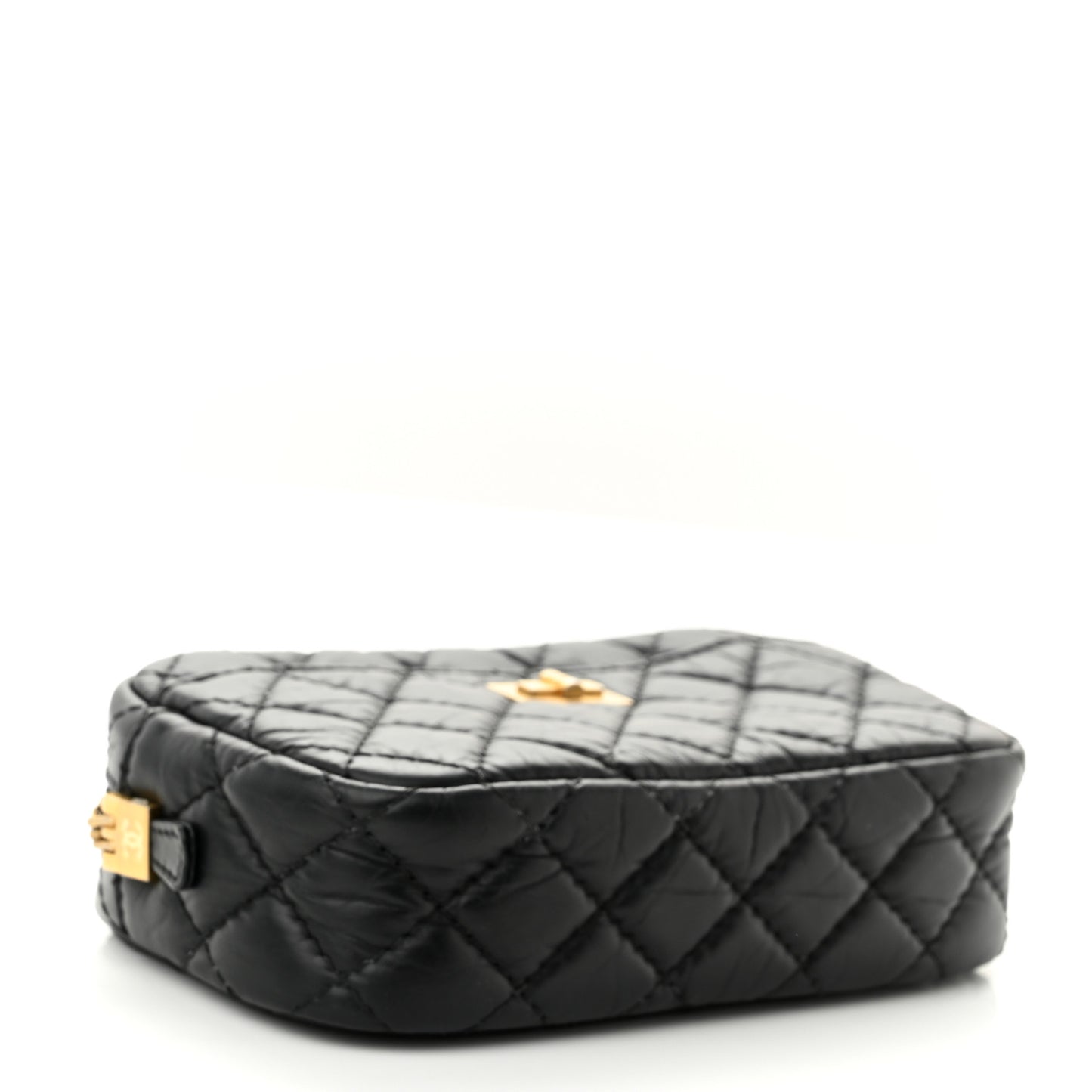 Aged Calfskin Quilted Mini Reissue Camera Case Black