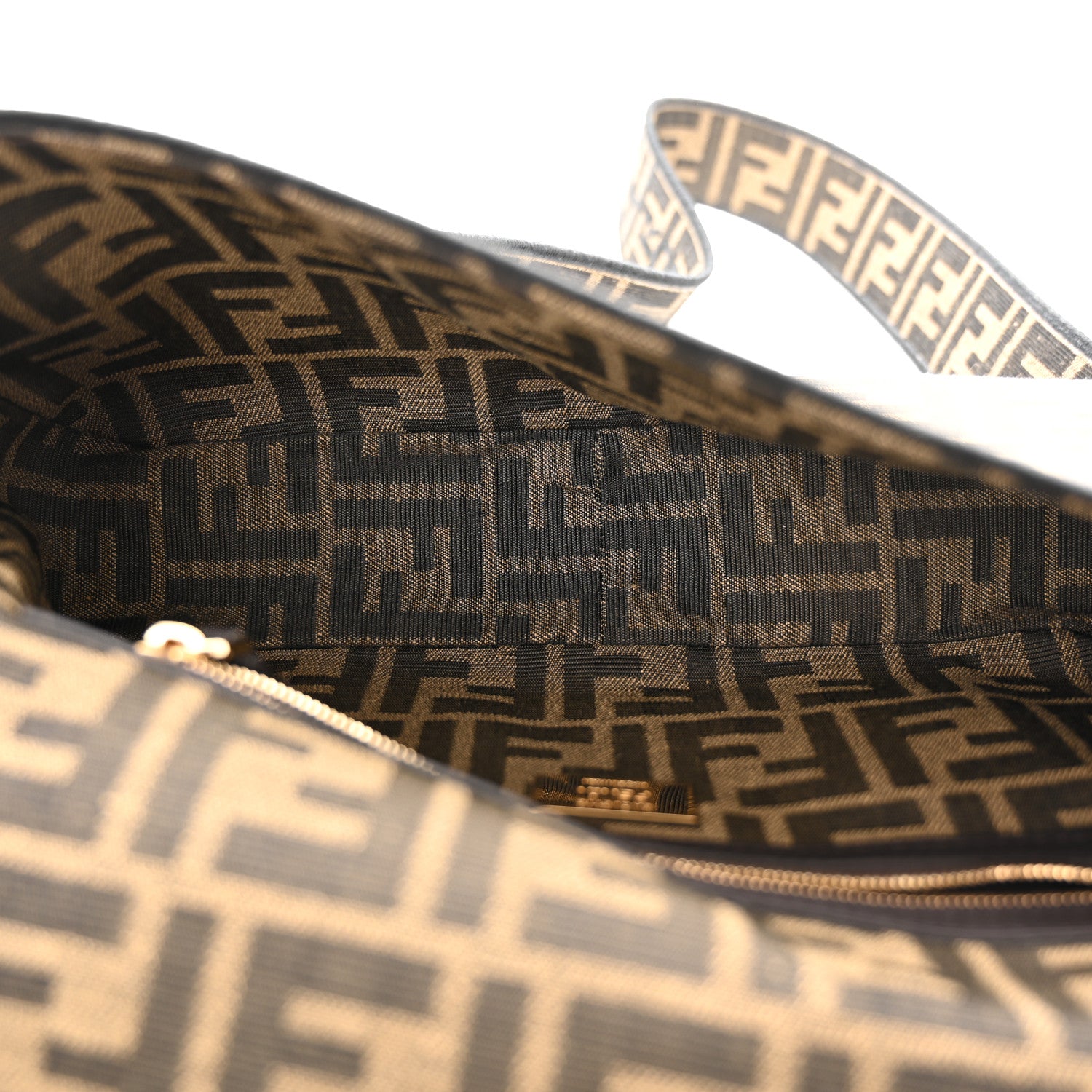 Fendi Fabric Jacquard FF 1974 Medium Baguette Tobacco Moro Black 5 of 11