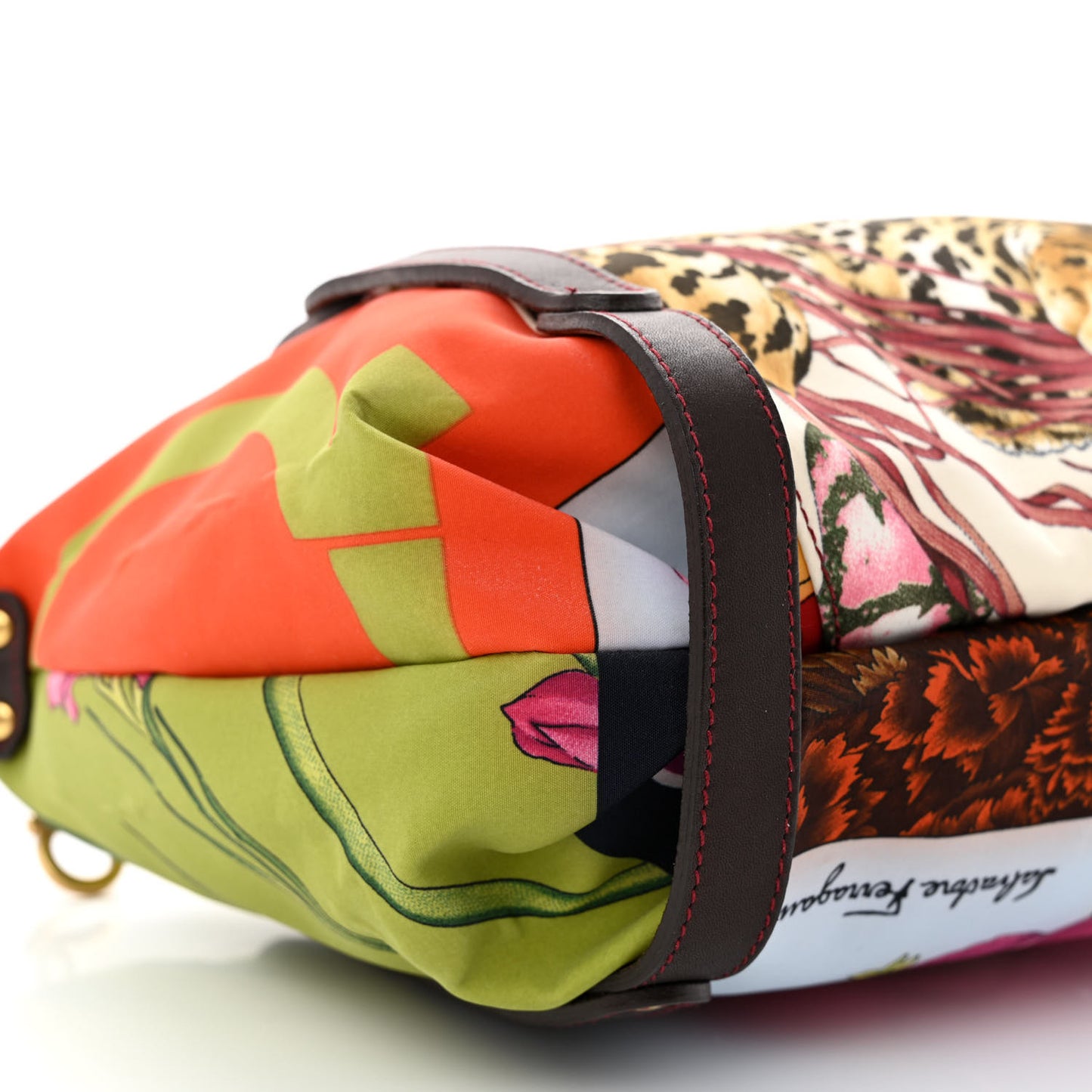 Calfskin Nylon Printed Baguette Multicolor