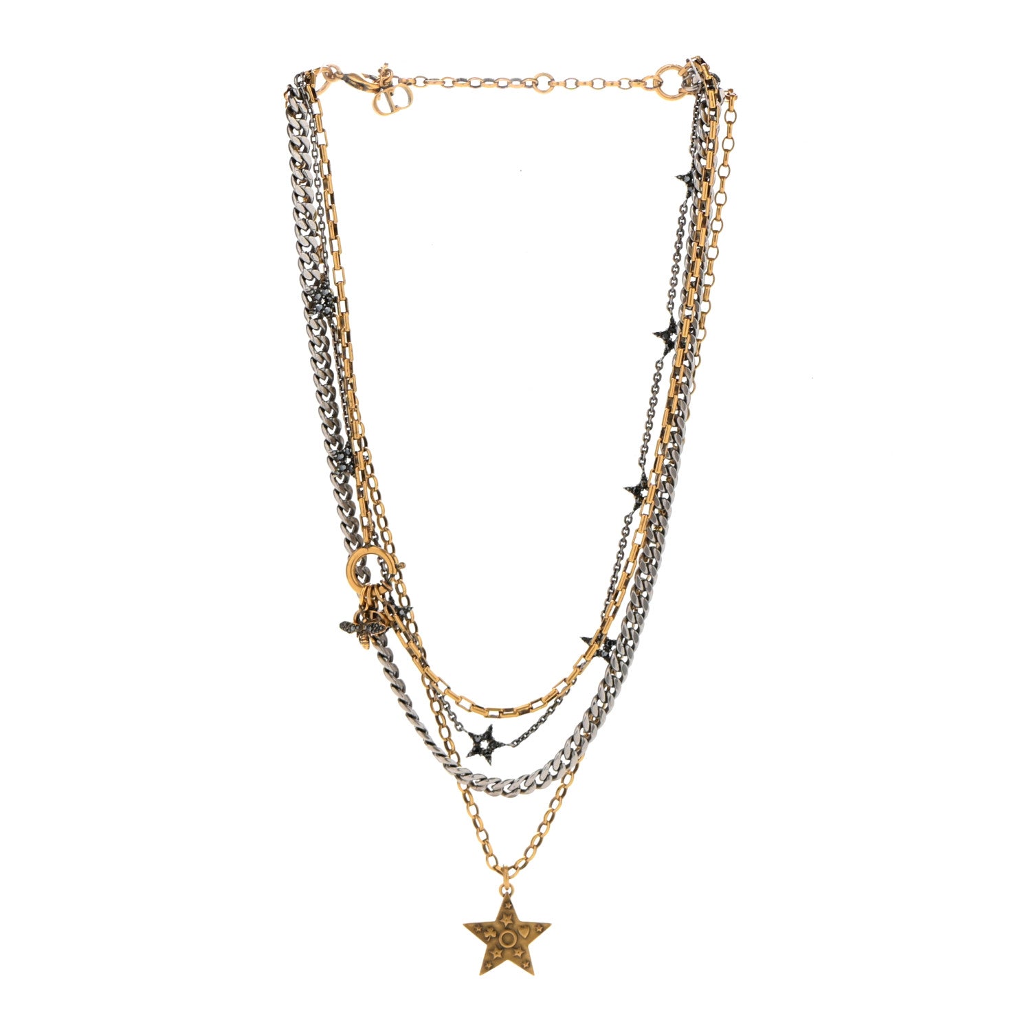 Christian Dior Metal Star J'adior Multi Strand Necklace Aged Gold 3 of 5