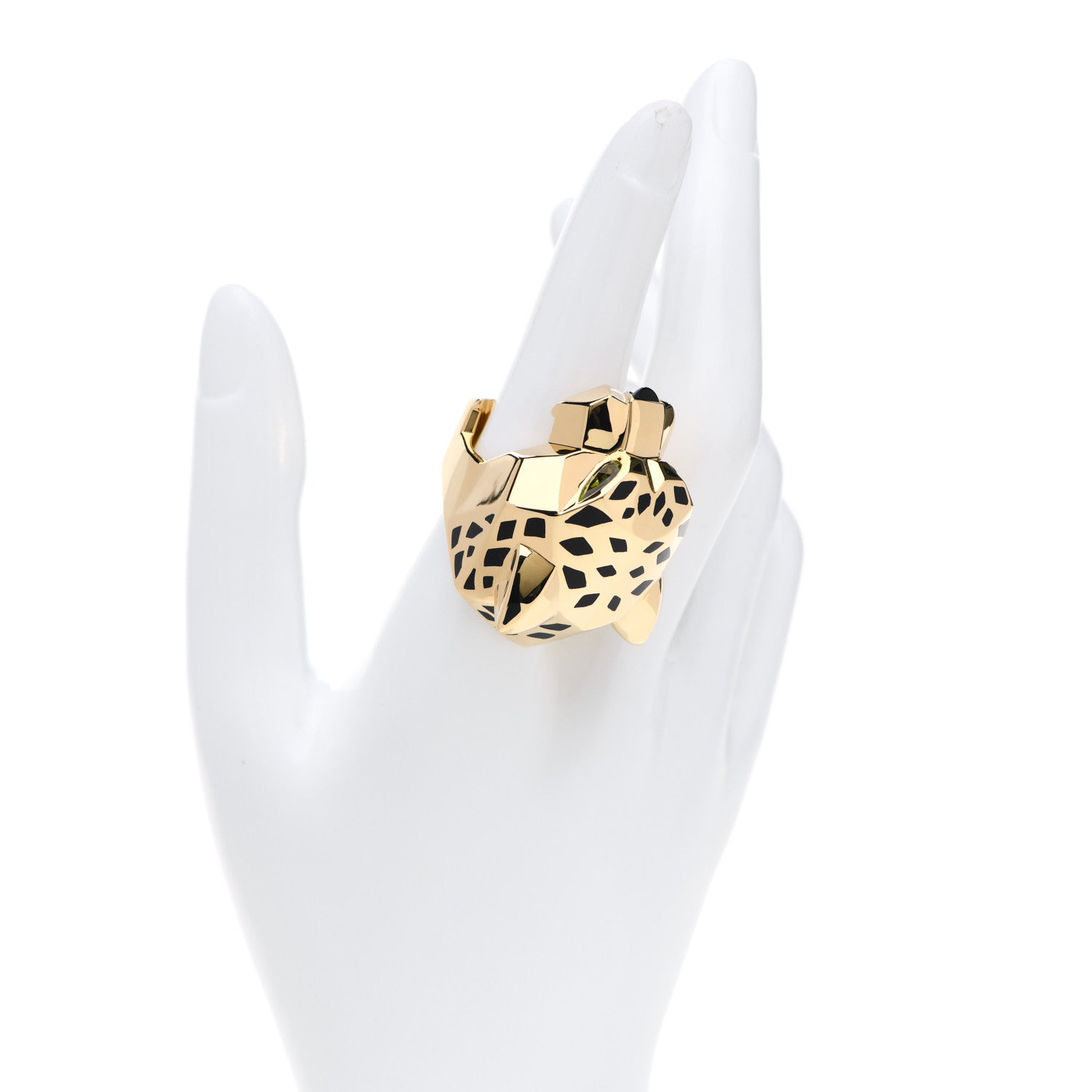 Cartier 18K Yellow Gold Peridot Onyx Panthere De Cartier Ring 57 8 2 of 10