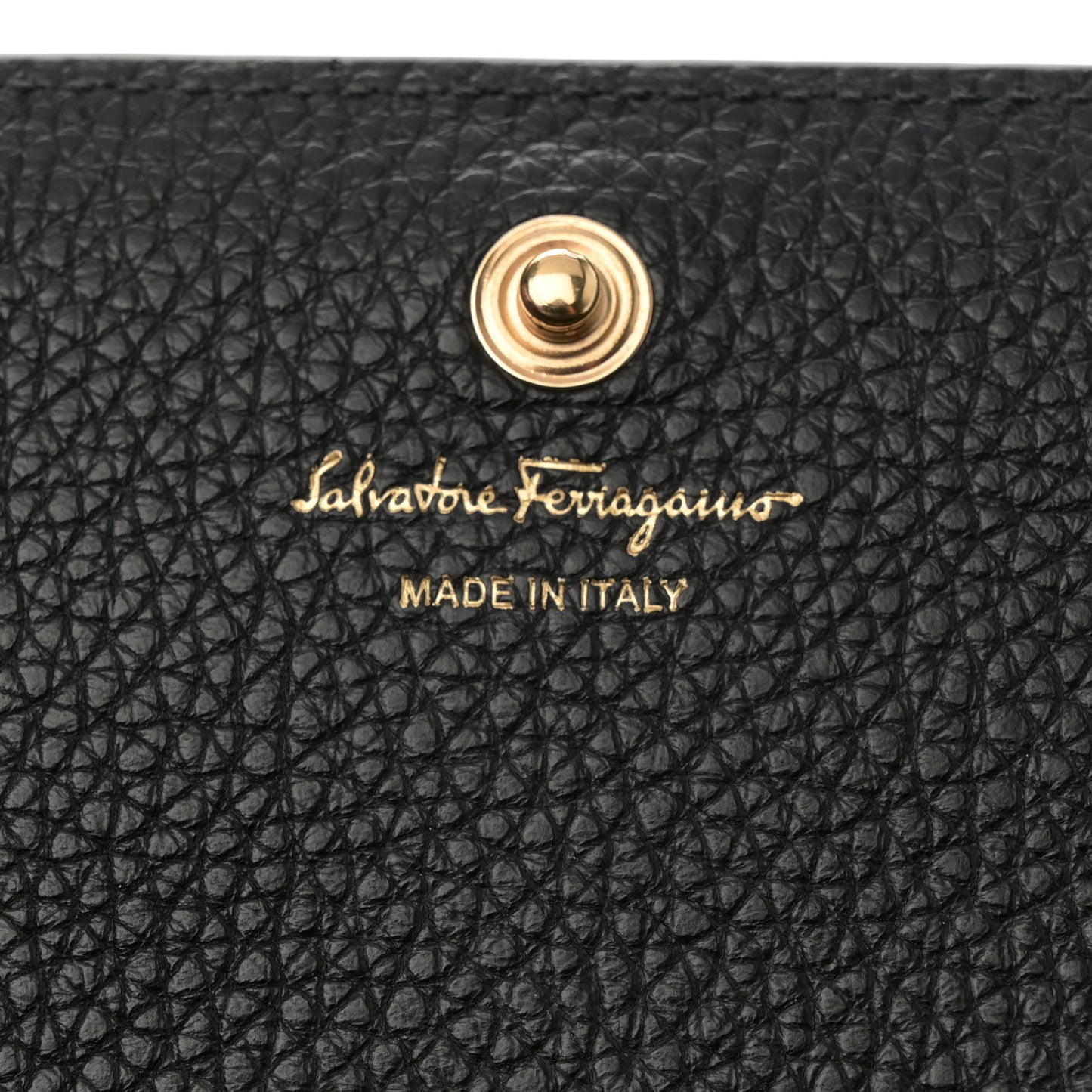 Hammered Calfskin Gancini Wallet On Chain Black