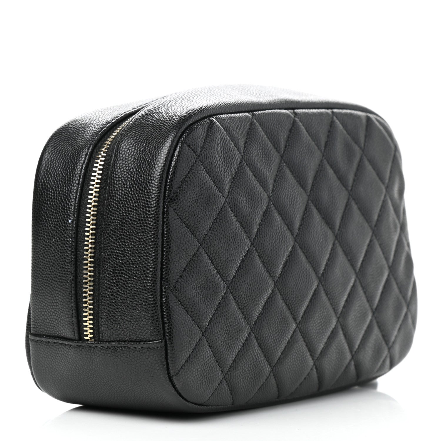 Chanel Caviar Quilted Curvy Pouch Cosmetic Case Black 3 of 7