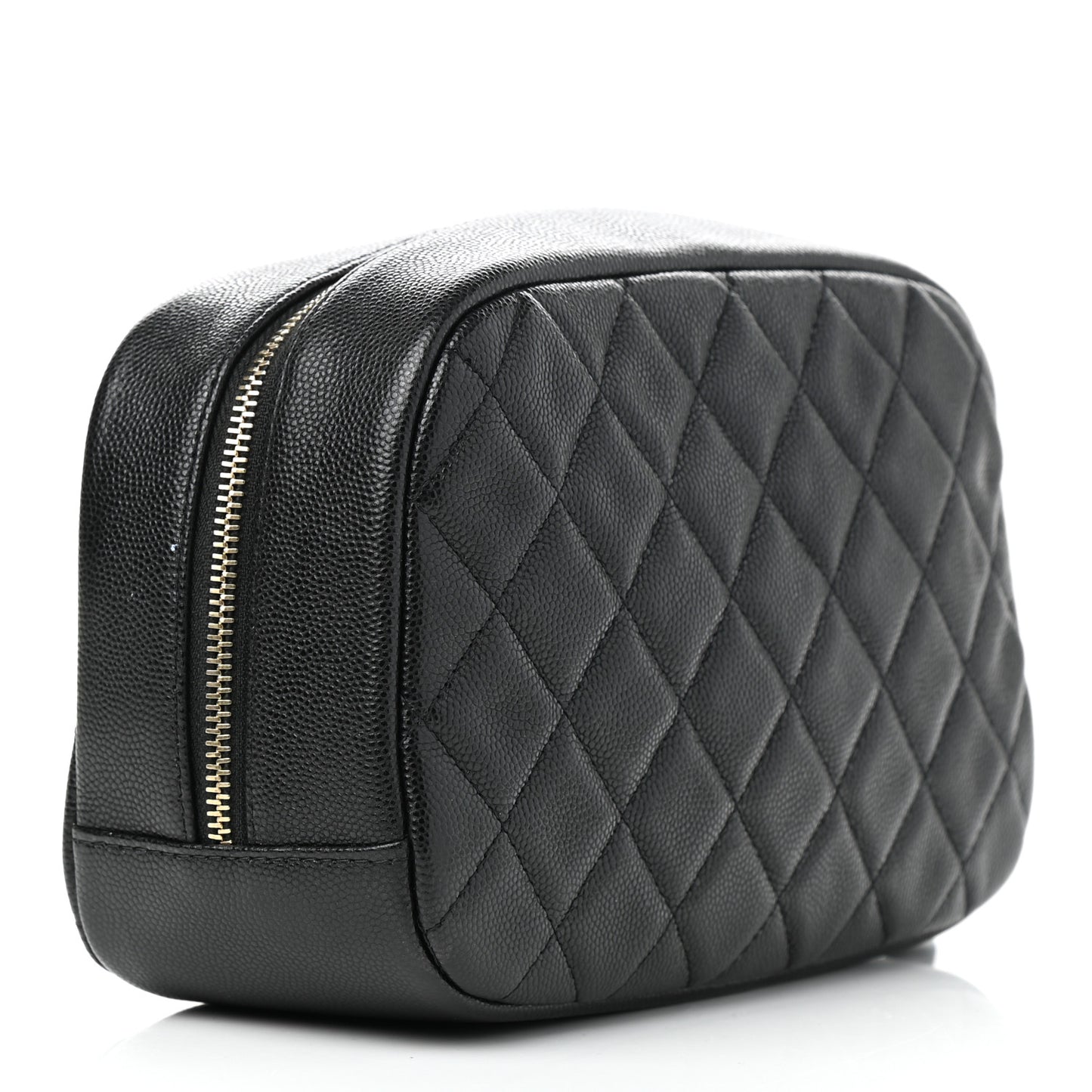 Caviar Quilted Curvy Pouch Cosmetic Case Black