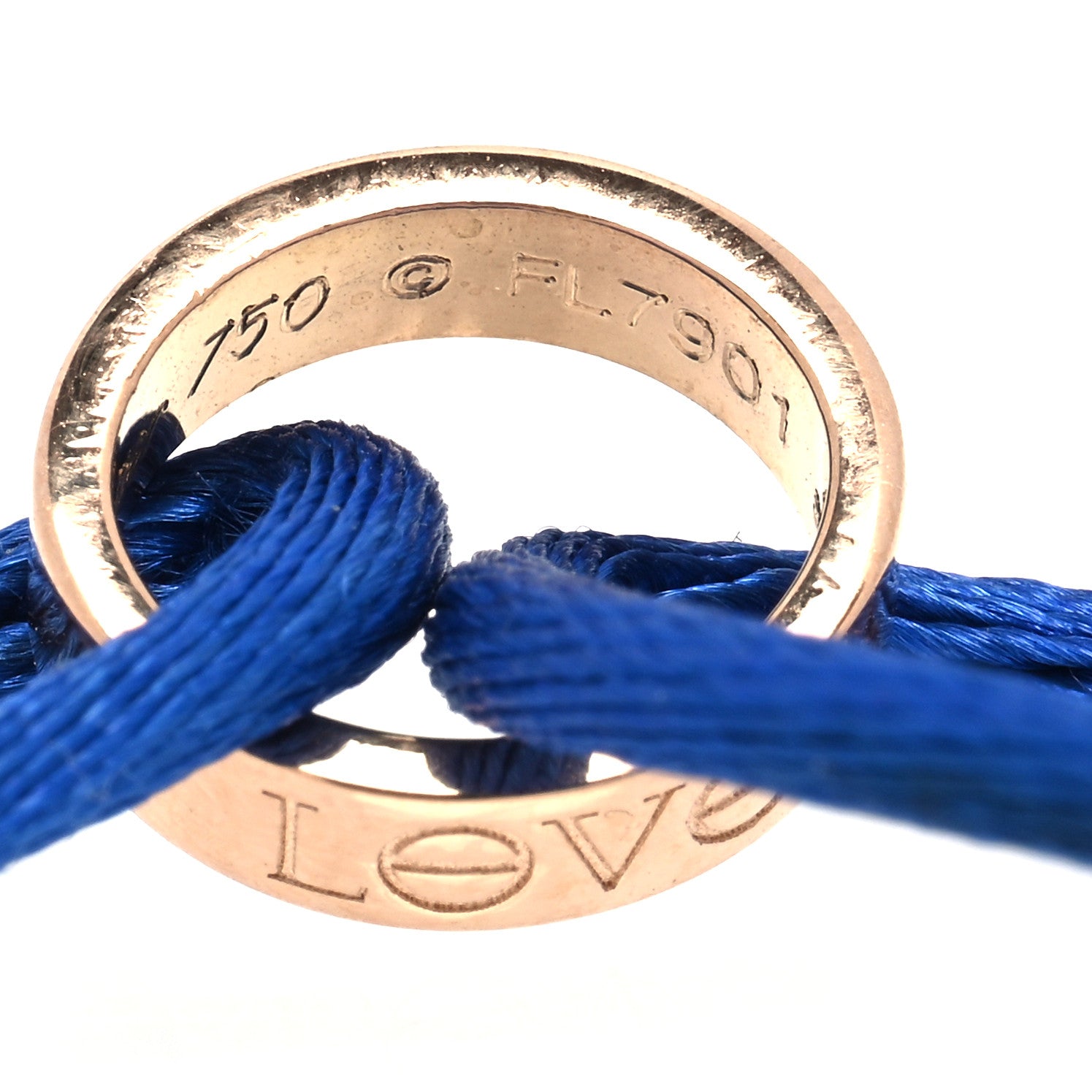 Cartier 18K Pink Gold Charity LOVE Adjustable Cord Bracelet Blue 4 of 4