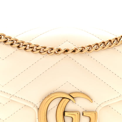Gucci Calfskin Matelasse GG Marmont Chain Wallet Mystic White 8 of 10