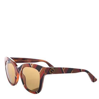Gucci Acetate Square Frame Chevron Sunglasses GG0029S Mustard Blue 1 of 7