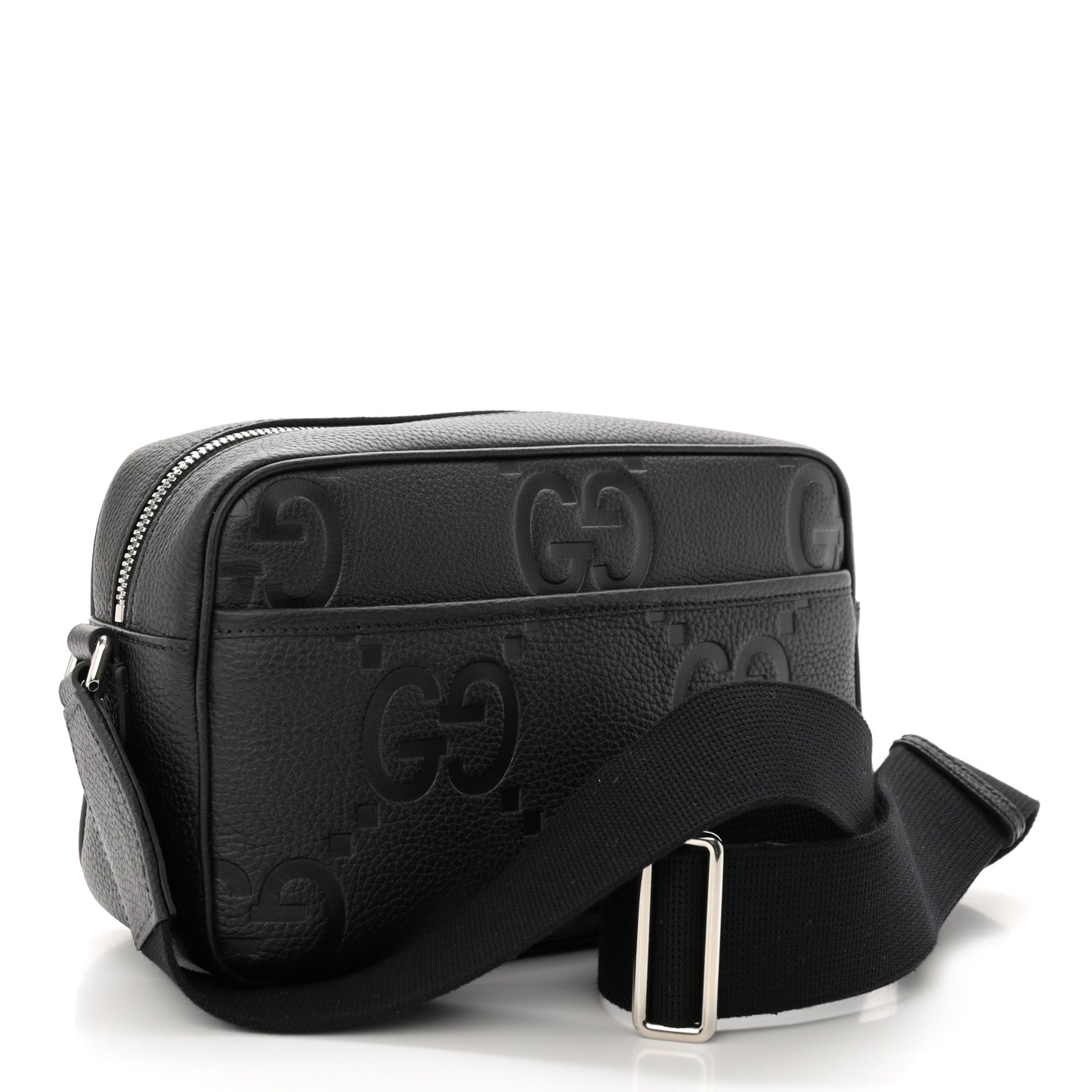 Piuma Calfskin Jumbo GG Embossed Messenger Bag Black