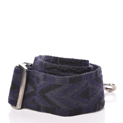 Valentino Garavani Canvas Geometric Embroidered Rockstud Guitar Strap Black Blue 2 of 3
