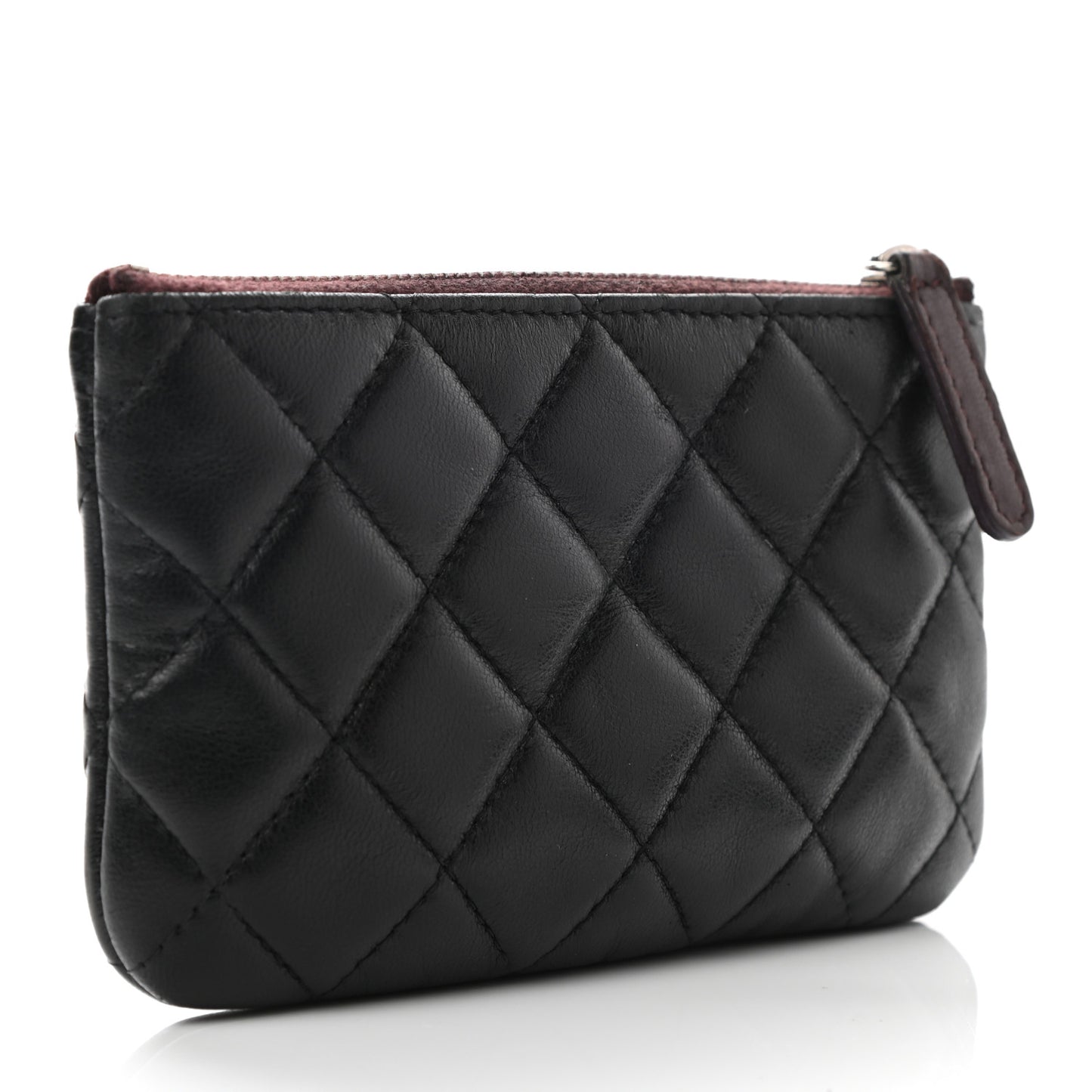 Lambskin Quilted Small Cosmetic Case Black