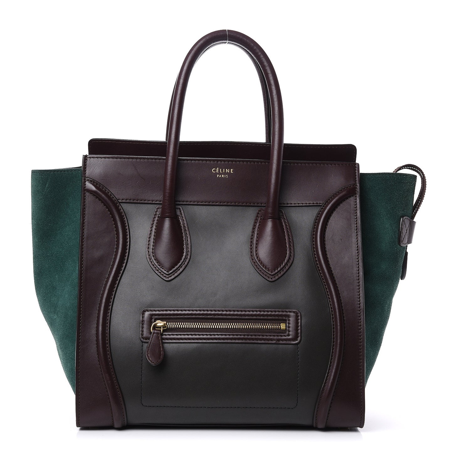 Satin Calfskin Suede Mini Tri-Color Luggage Burgundy
