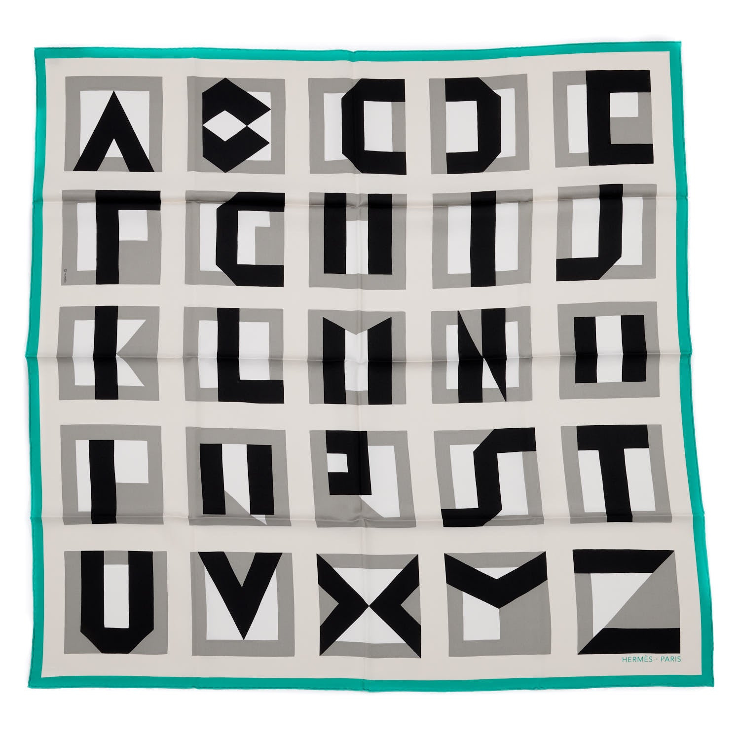 Hermes Silk Embroidered Alphabet Finesse Exceptional Scarf 90 1 of 4