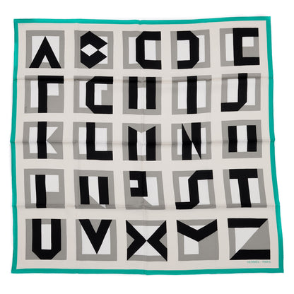 Hermes Silk Embroidered Alphabet Finesse Exceptional Scarf 90 1 of 4