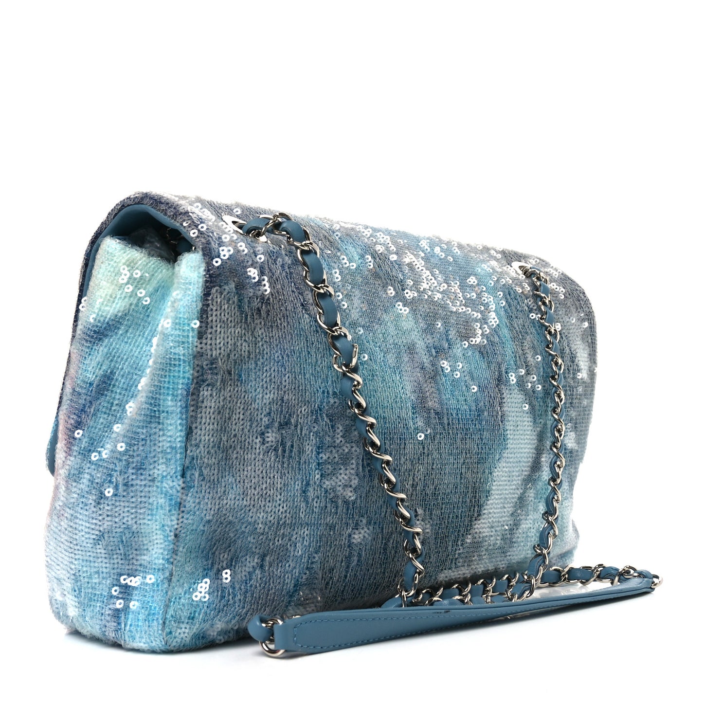 Sequin Large Waterfall Flap Light Blue