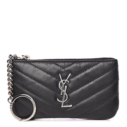 Saint Laurent Calfskin Matelasse Monogram Key Pouch Black 1 of 7