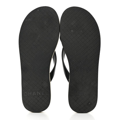 Chanel PVC Camellia Thong Sandals 37 Black 5 of 10