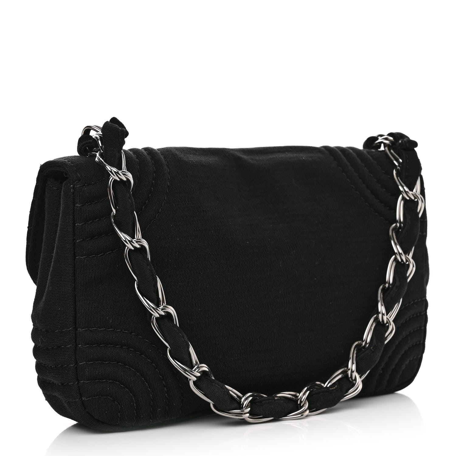 Chanel Jersey Quilted Single Flap Black 3 of 13