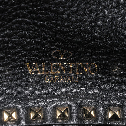 Valentino Garavani Pebbled Calfskin Medium Rockstud Reversible Tote Black Light Ivory 8 of 9